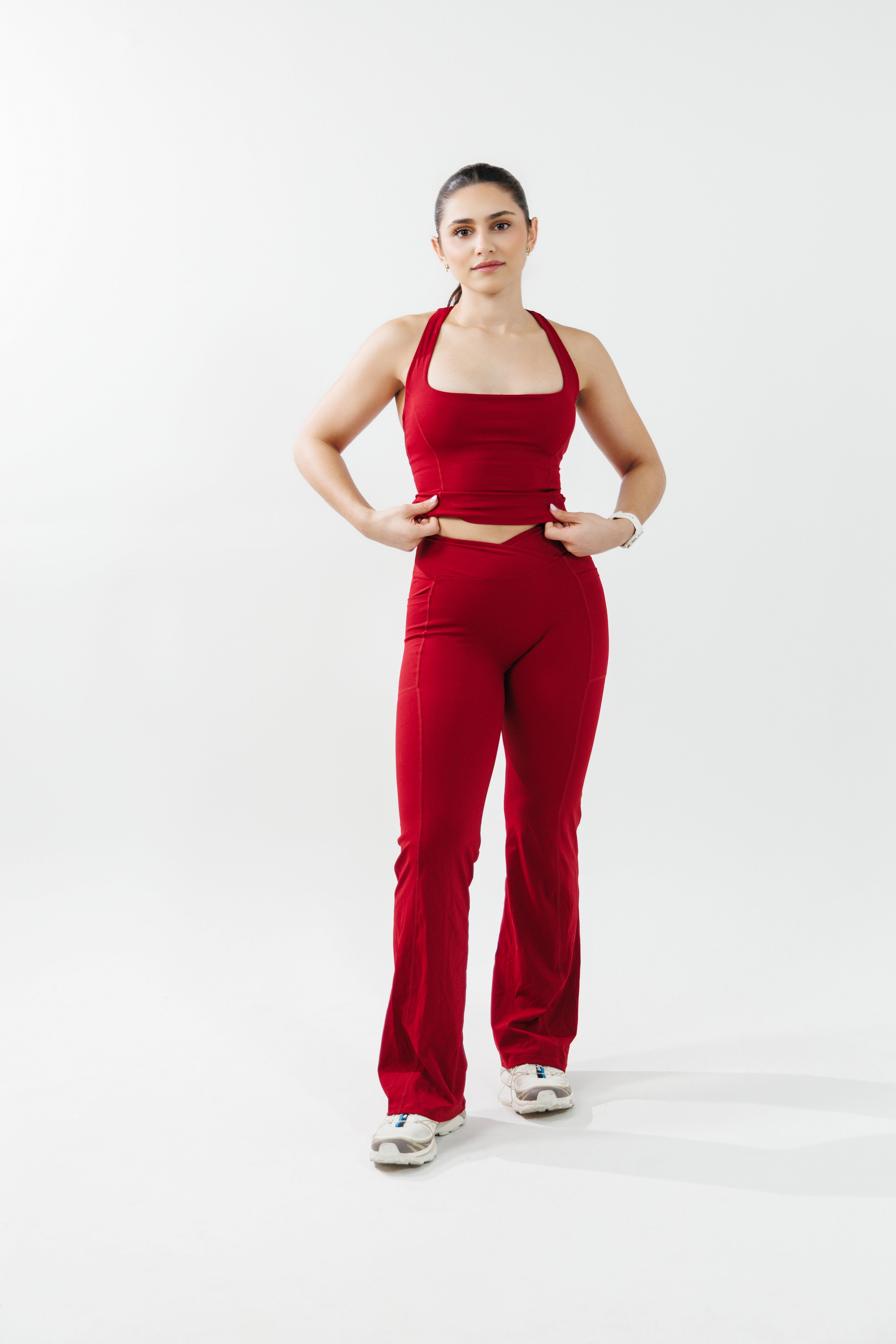 crossed waist wide legging