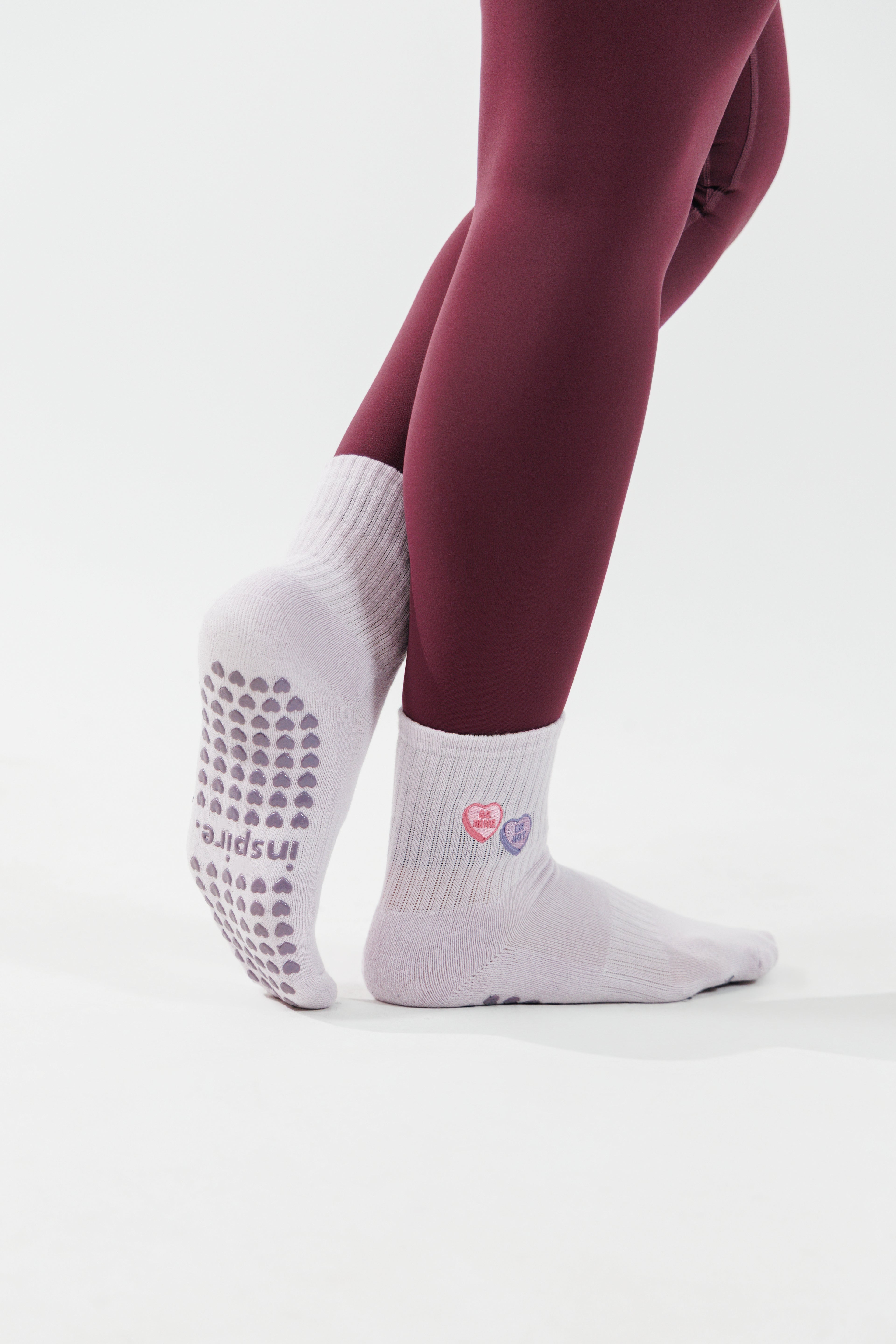 Purple Valentines Grip Sock