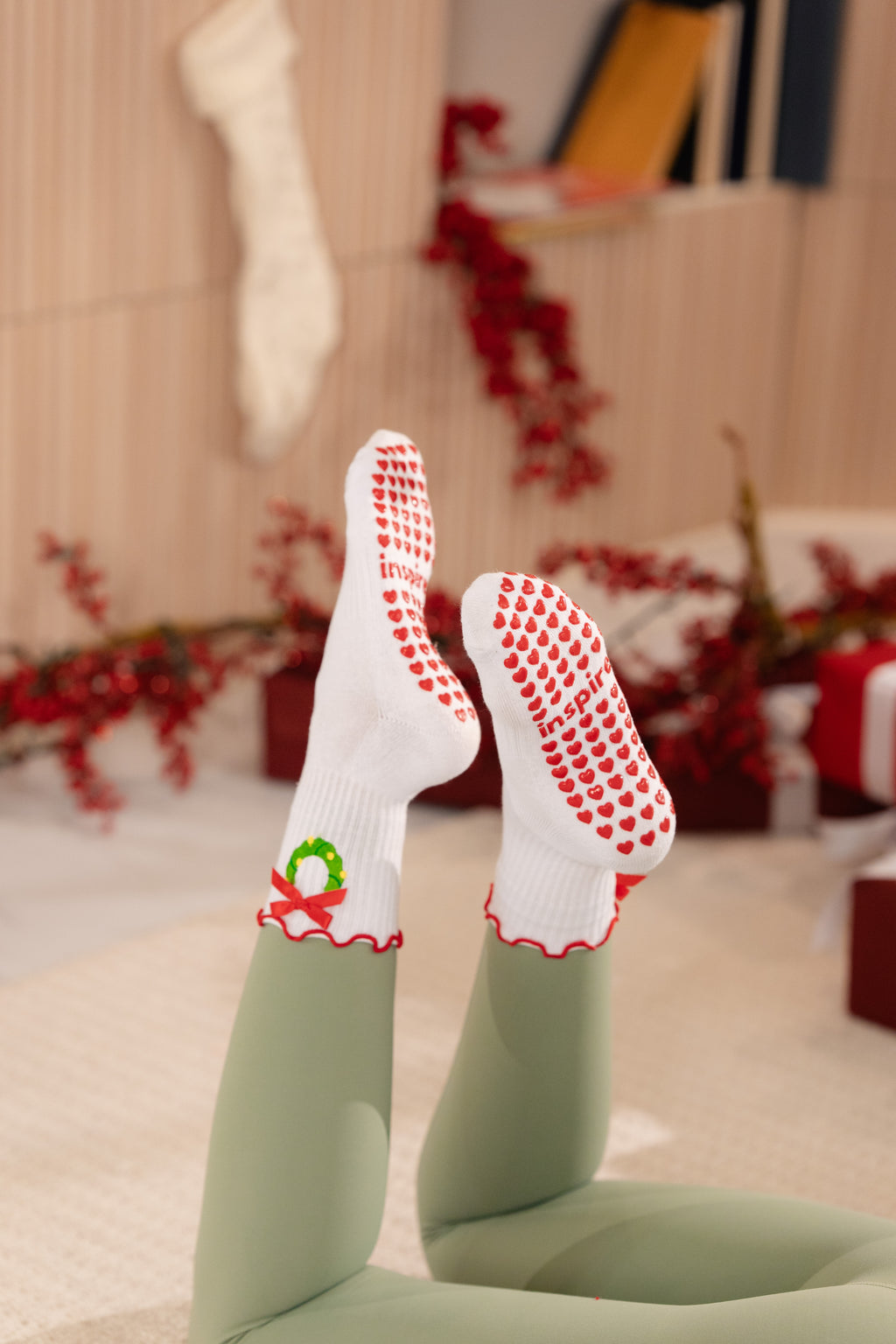 Holiday Wreath Edition Grippy Socks