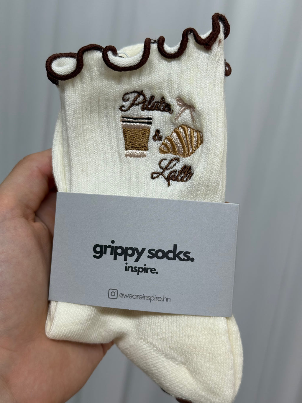 PILATES & LATTE GRIPPY SOCKS