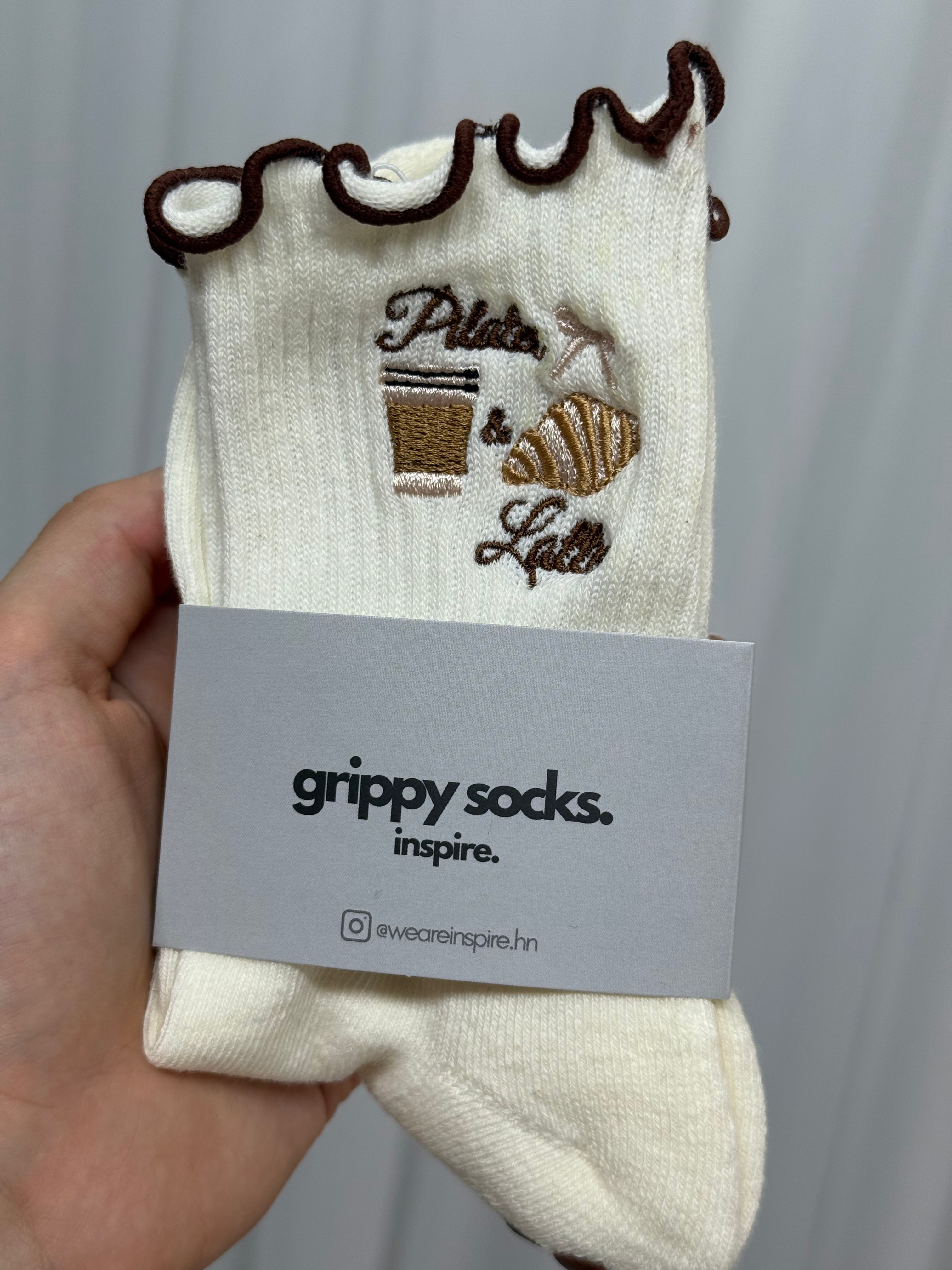 PILATES & LATTE GRIPPY SOCKS